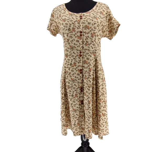 Alice Designs Woman's Yellow Floral Faux Button Up Fit &Flare Dress Size XL USA - Picture 1 of 12